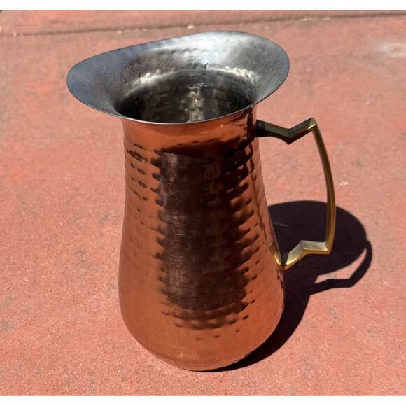 Pier 1 hammered copper metalware pitcher - Picture 1 of 5